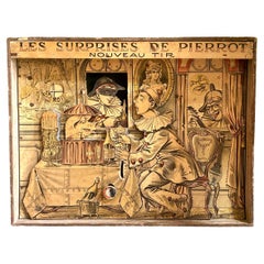 Antique French Folk Art Fairground Pierrot Shooting Target Game by Saussine