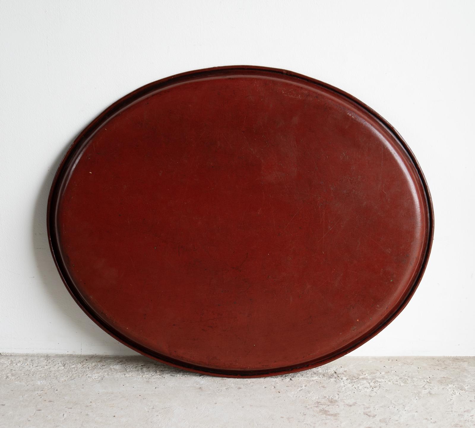 Antique French Folk Art Painted Toleware Tray With Bread And Cheese, Late 19Th C For Sale 2