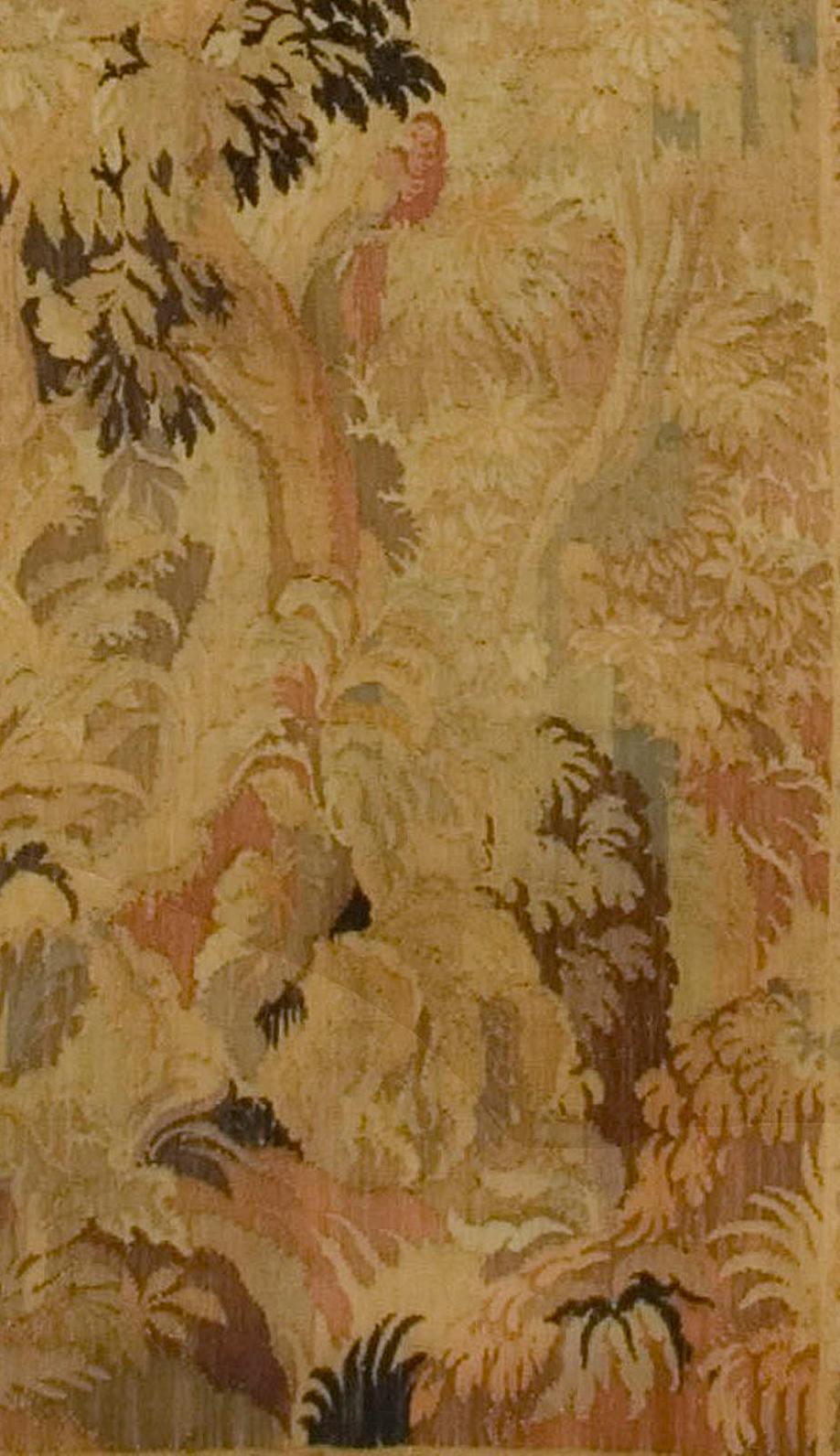 19th Century Antique French Forest Scene Tapestry, circa 1880  4'6 x 10' For Sale