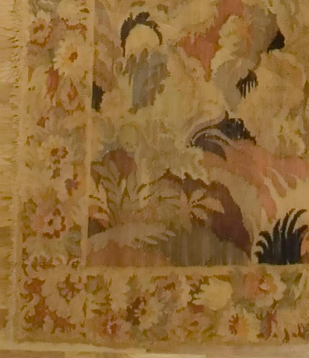 Wool Antique French Forest Scene Tapestry, circa 1880  4'6 x 10' For Sale