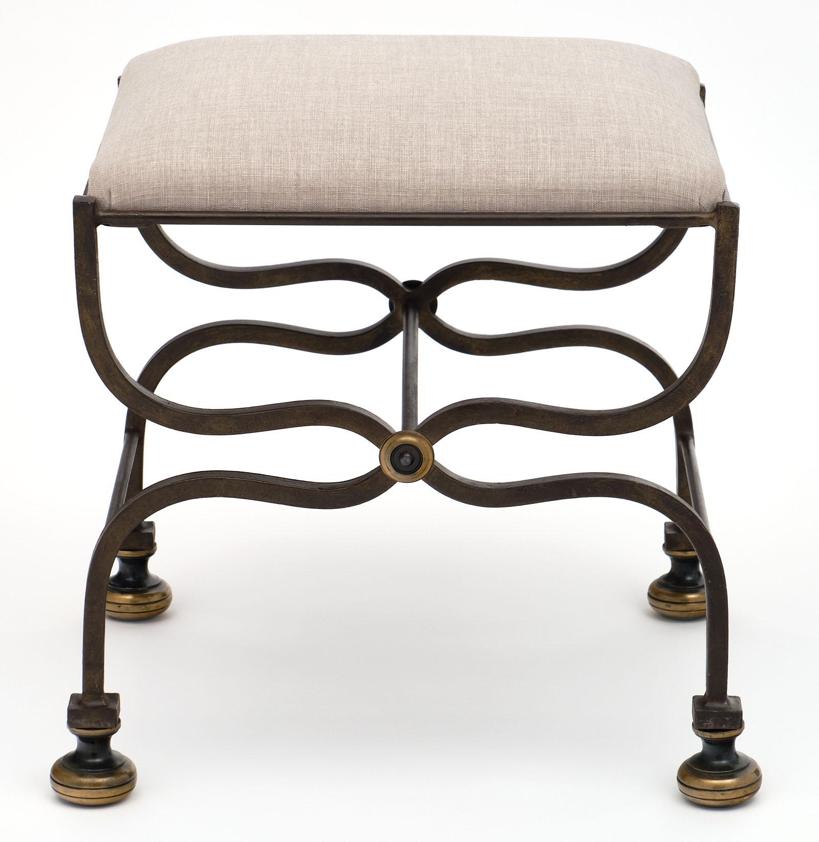 Bronze Antique French Forged Iron Bench