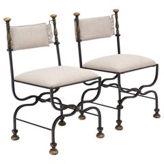 Antique French Forged Iron Side Chairs