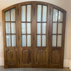 Antique French Four Panel Folding Screen Room Divider with Beveled Glass
