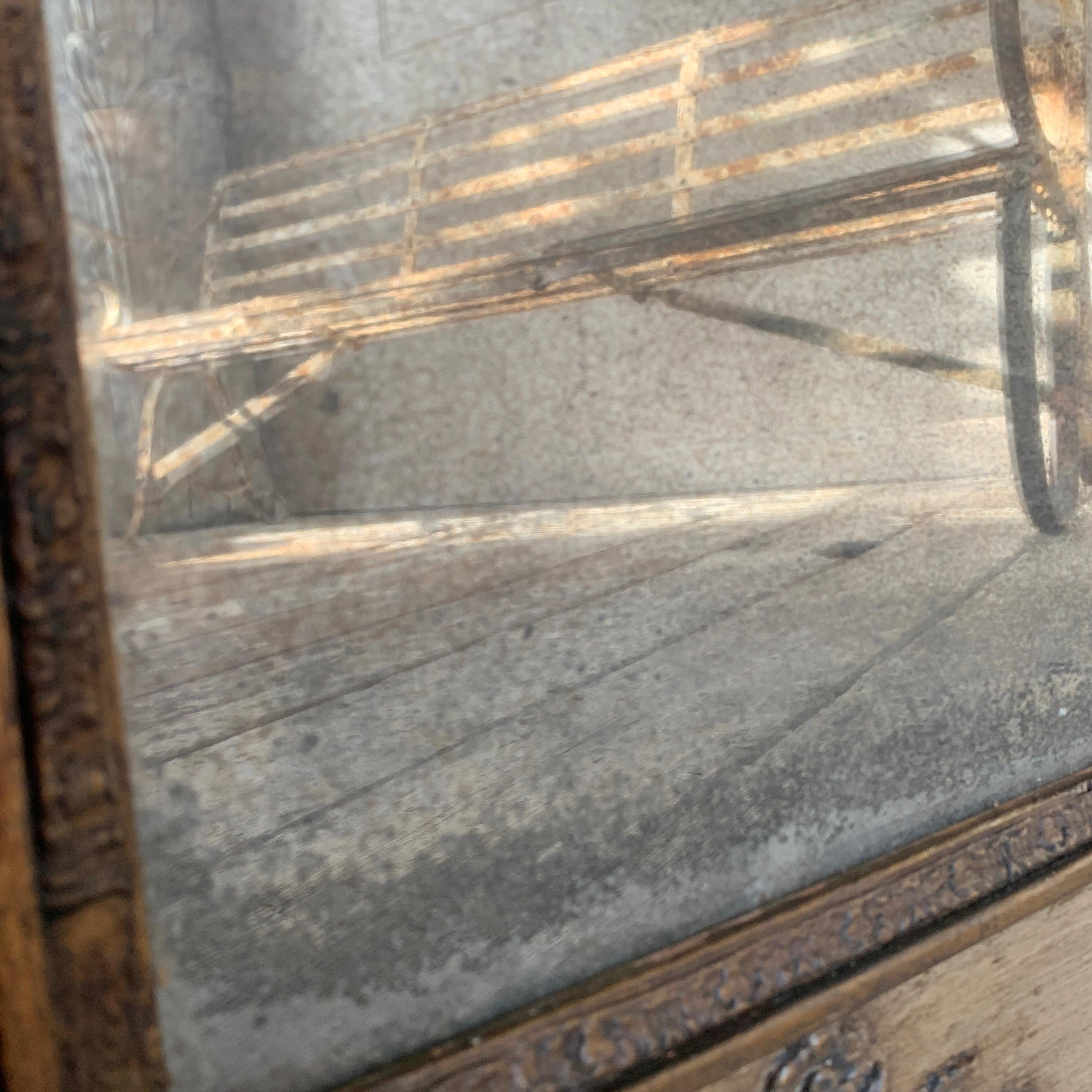 Antiker französischer Spiegel mit vergoldetem Rahmen aus Fuchs (Holz) im Angebot