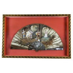 Antique French Framed Hand-Painted Fan Late 18th Century