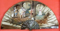 Antique French Framed Hand-Painted Fan Late 18th Century