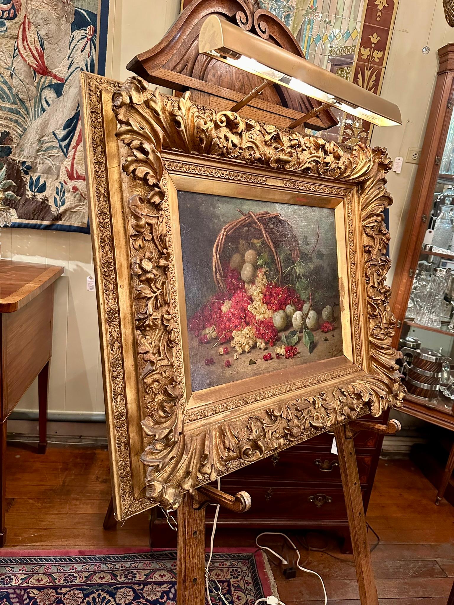 Antique French Framed Oil on Canvas Still Life Painting, Circa 1880-1890. For Sale 1