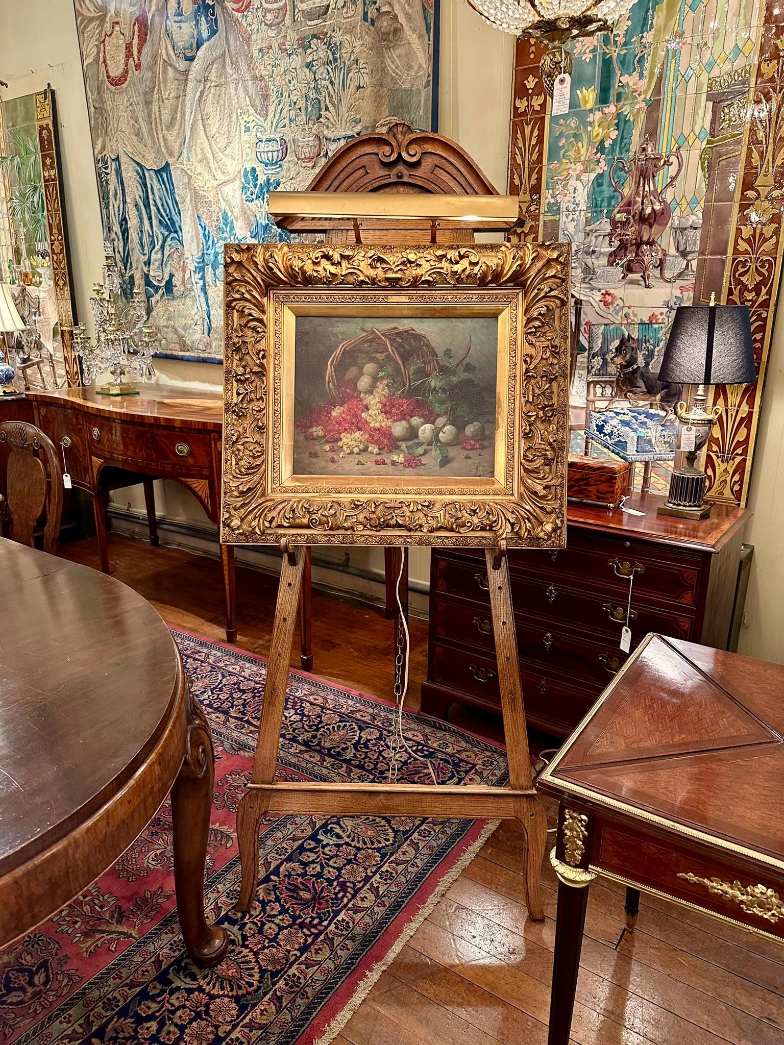 Antique French Framed Oil on Canvas Still Life Painting, Circa 1880-1890. For Sale 4