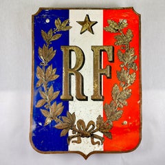 Antique French Fronton de Mairie République Française Shield Flag Holder