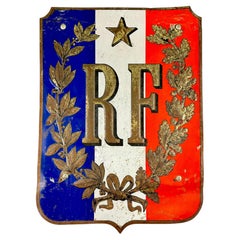 Antique French Fronton de Mairie République Française Shield Flag Holder