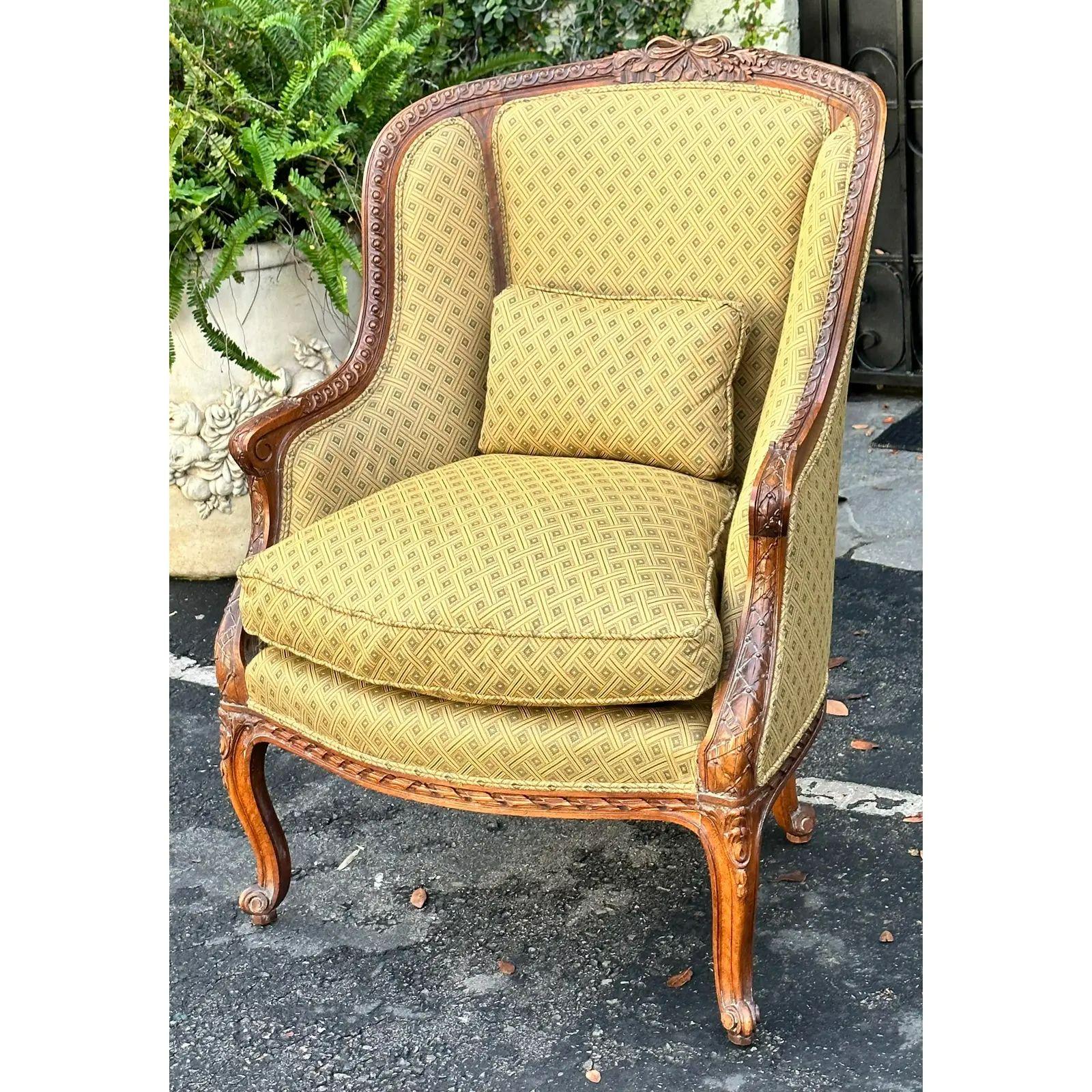 Antique French Fruitwood Bergere armchair, 19th Century For Sale 4