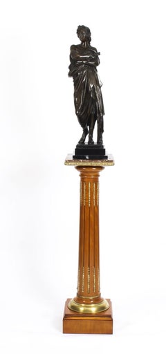 Antique French Fruitwood Ormolu Mounted Pedestal, 19th Century