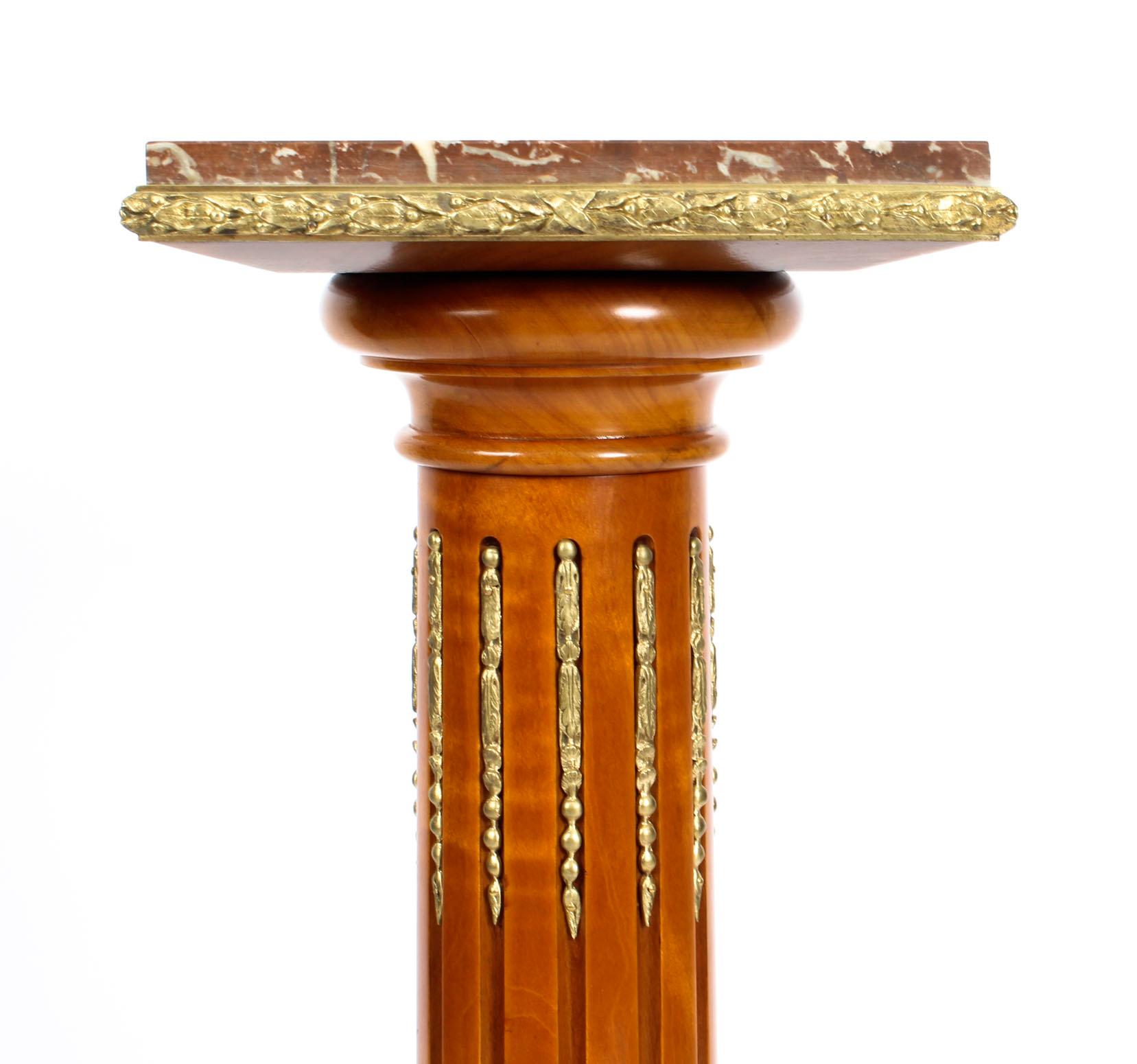 Mid-19th Century Antique French Fruitwood Ormolu Mounted Pedestal, 19th Century