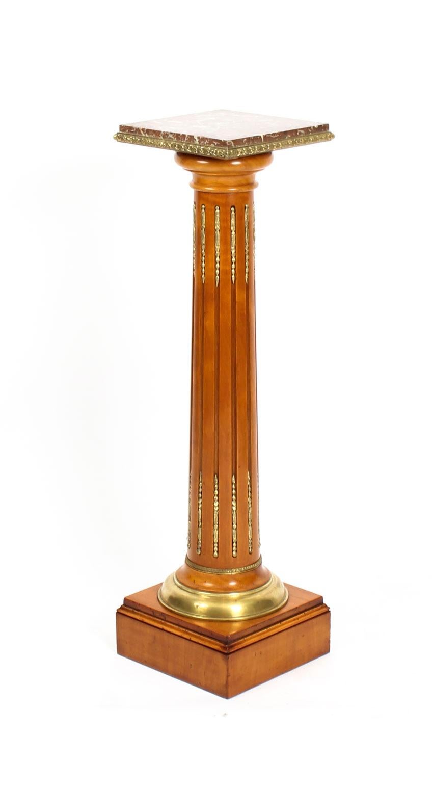 Antique French Fruitwood Ormolu Mounted Pedestal, 19th Century 4