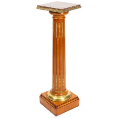 Antique French Fruitwood Ormolu Mounted Pedestal, 19th Century