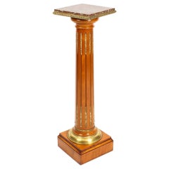 Antique French Fruitwood Ormolu Mounted Pedestal, 19th Century