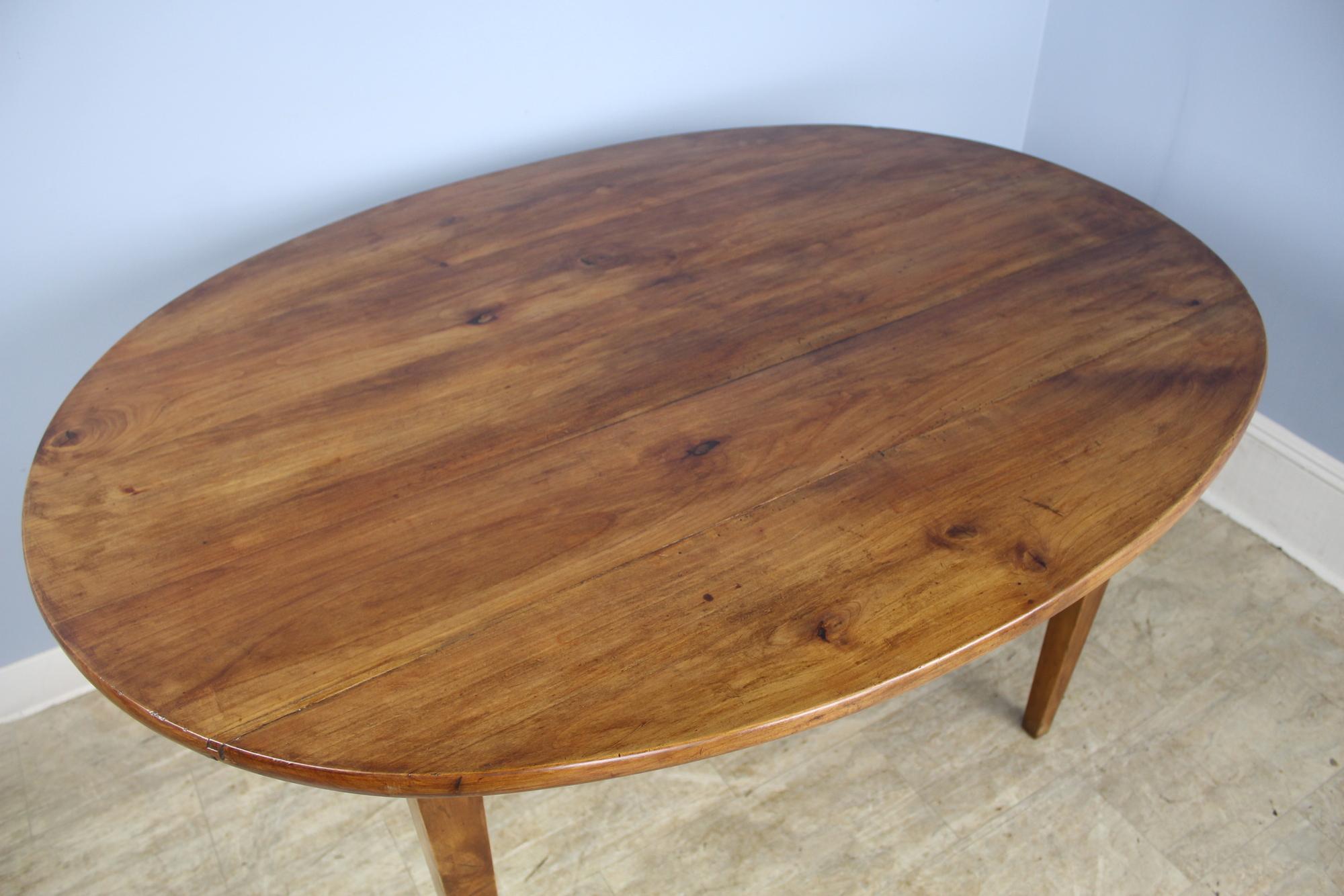 Antique French Fruitwood Oval Table, One Drawer In Good Condition In Port Chester, NY