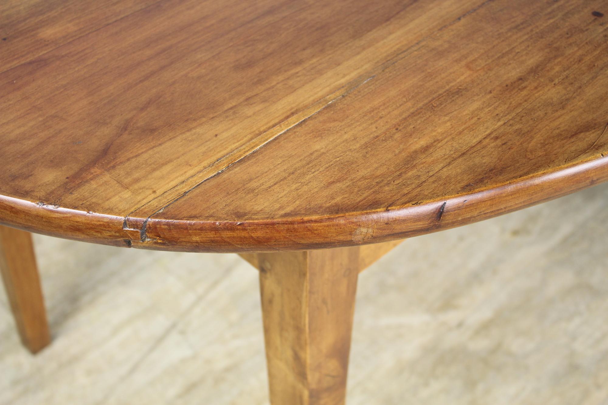 19th Century Antique French Fruitwood Oval Table, One Drawer