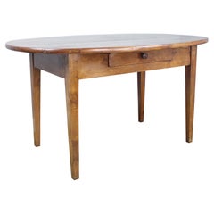 Antique French Fruitwood Oval Table, One Drawer