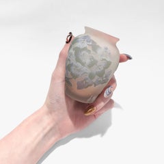 Antique French Gallé Art Nouveau Pink Cameo Art Glass Hydrangea Cabinet Vase