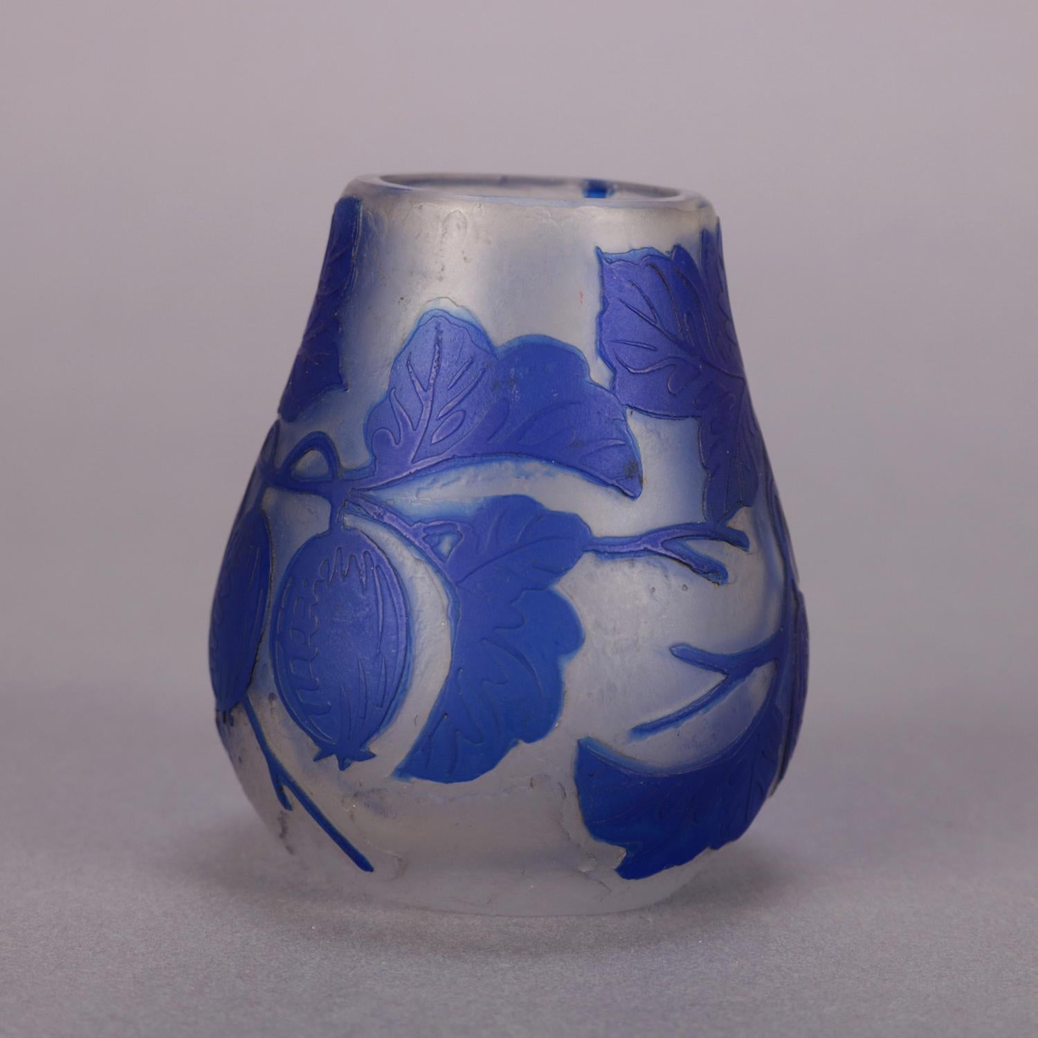 Art Nouveau Antique French Galle School Cameo Art Glass Petite Vase, circa 1920