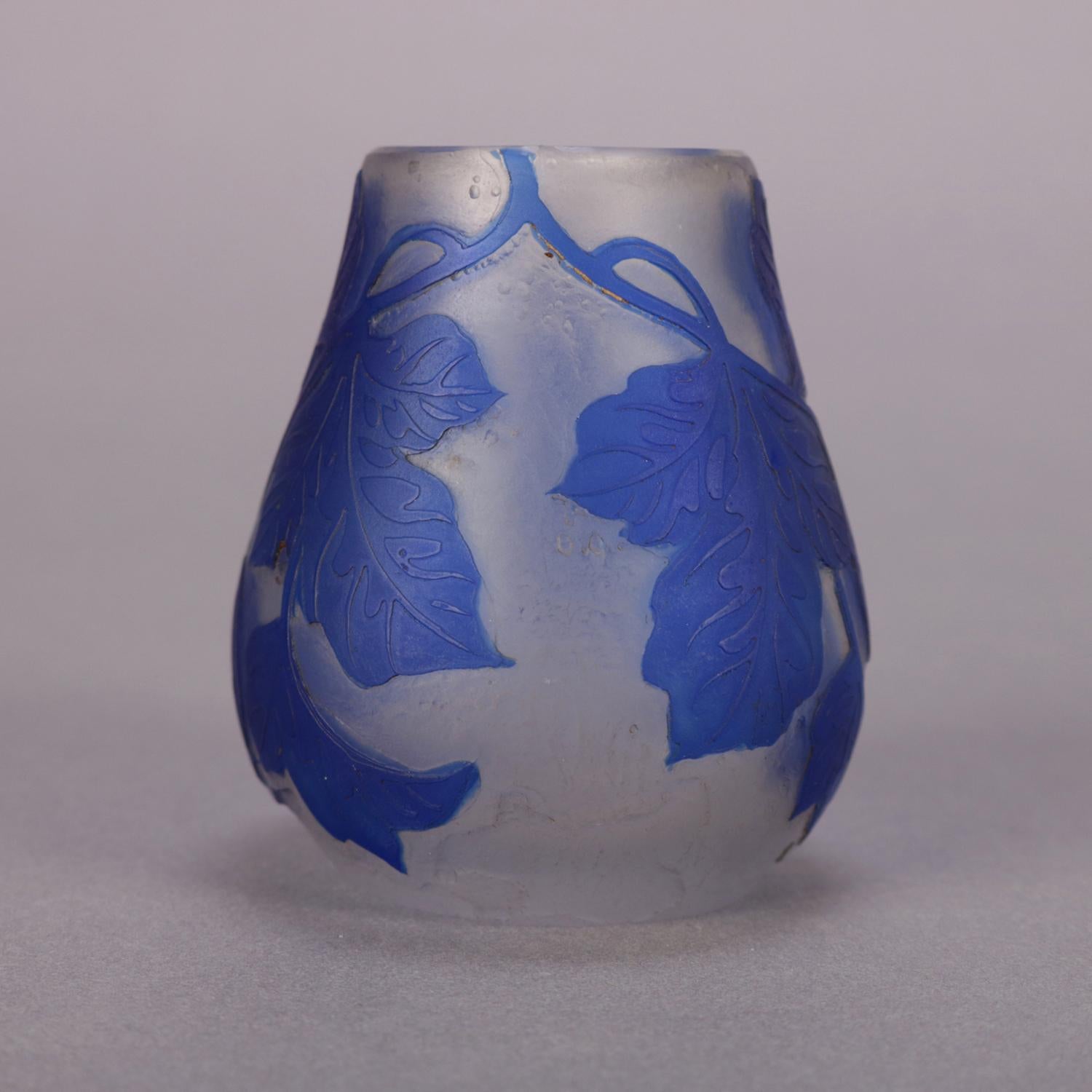 Antique French Galle School Cameo Art Glass Petite Vase, circa 1920 In Good Condition In Big Flats, NY