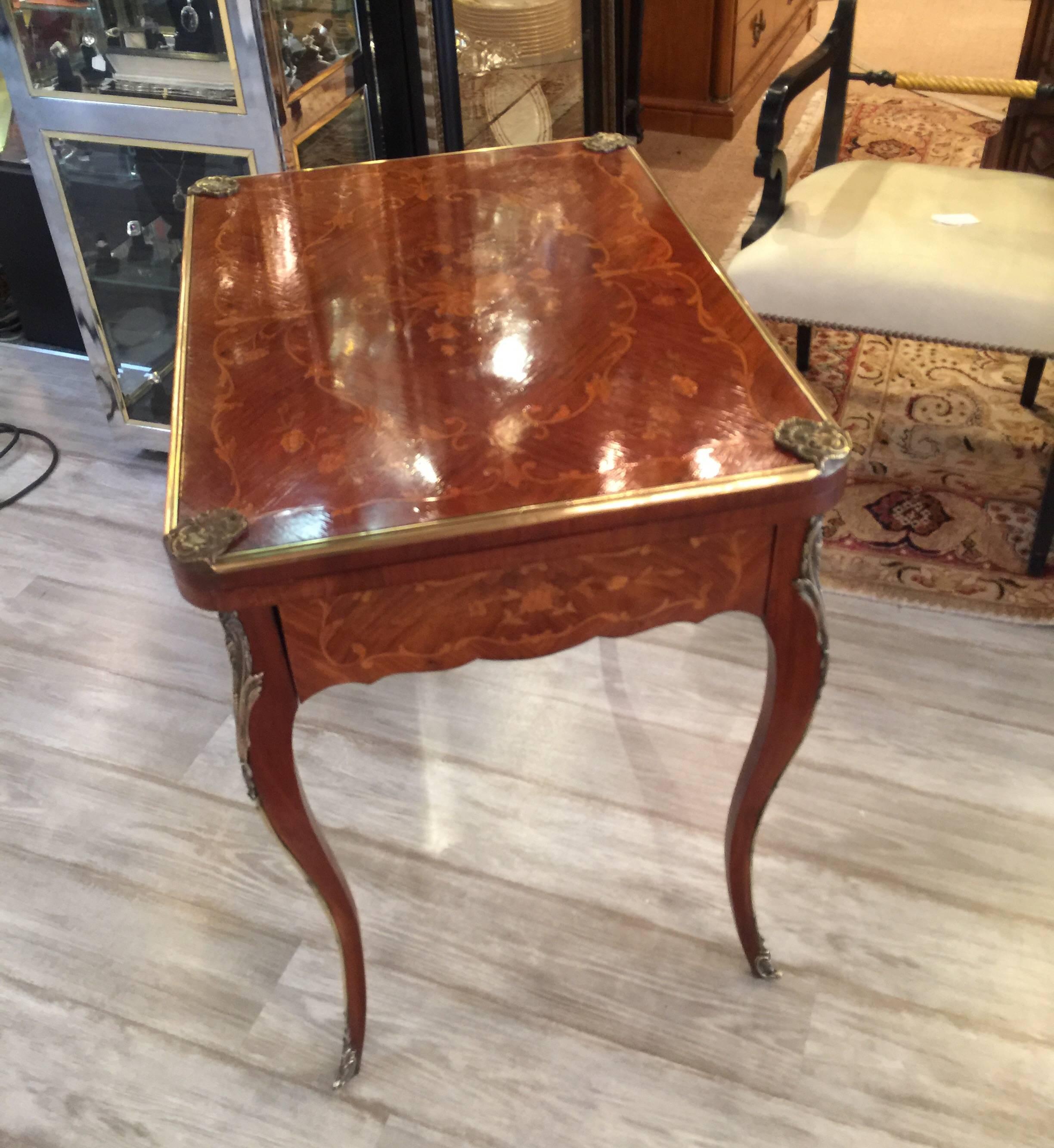 Early 20th Century Antique French Game Table with Polished Mounts