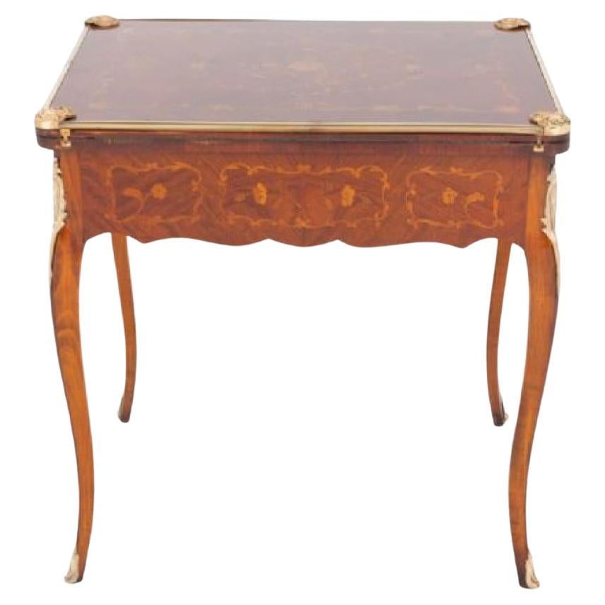 Antique French Games Table Backgammon Inlay Card 1880