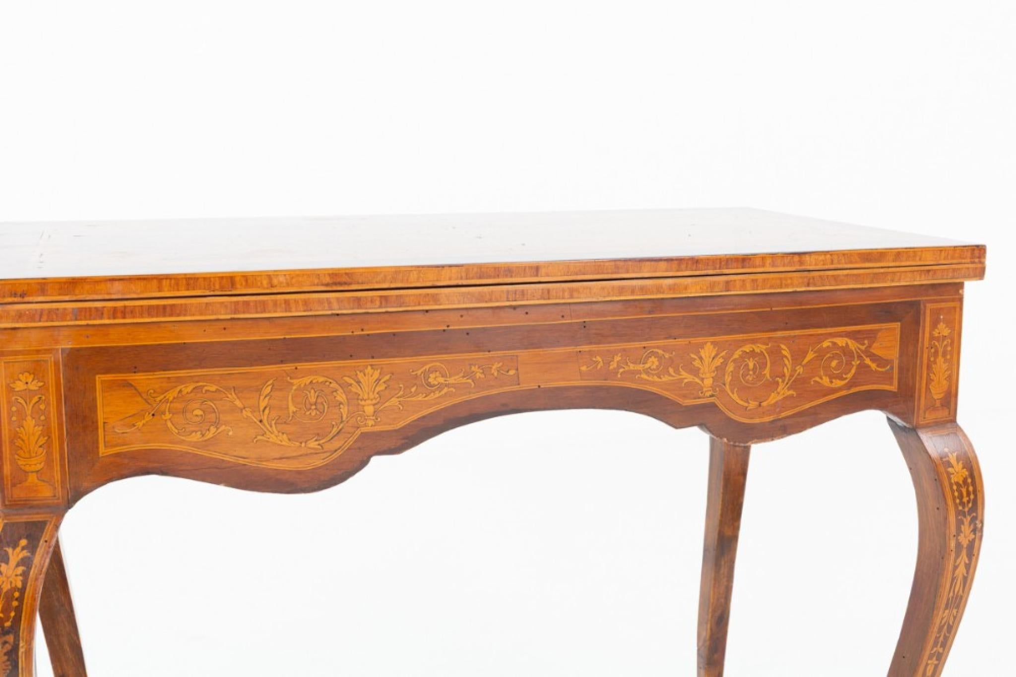 Antique French Games Table Marqueterie 1880 en vente 2