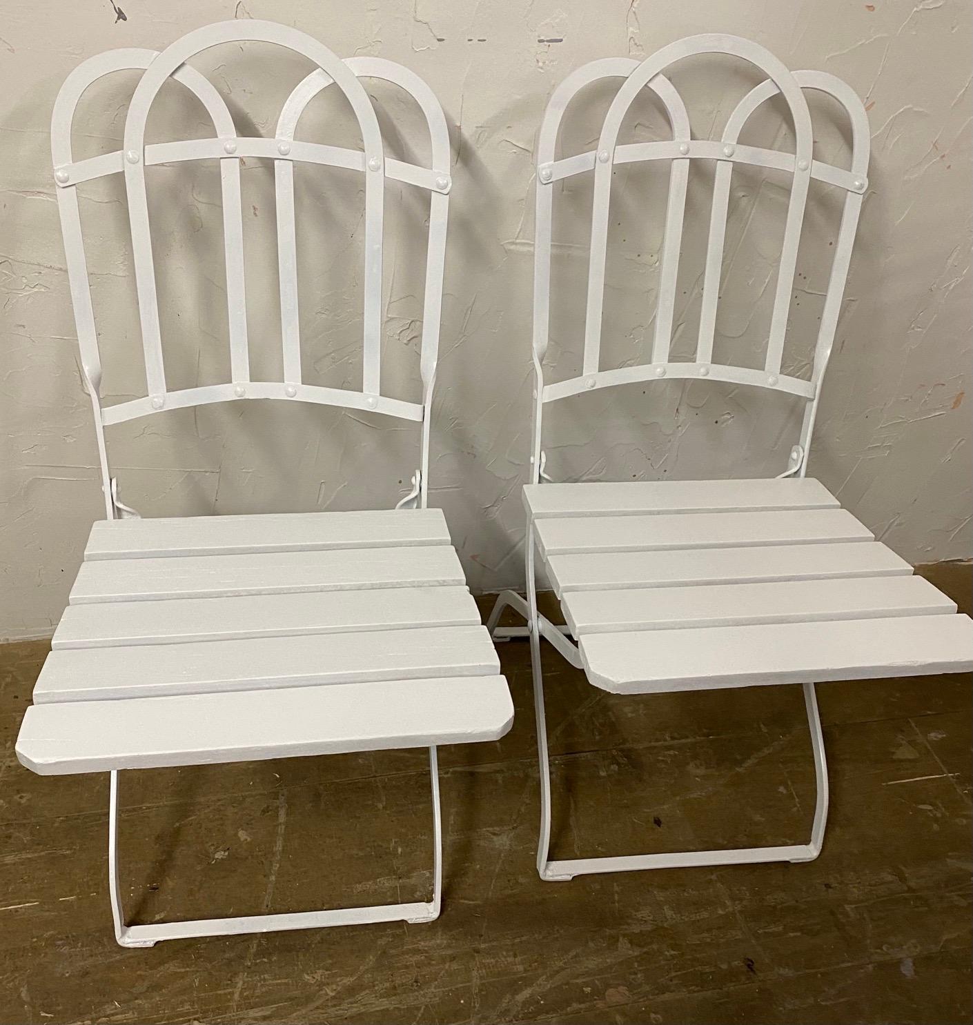 Napoleon III Antique French Garden Folding Dining Chairs For Sale