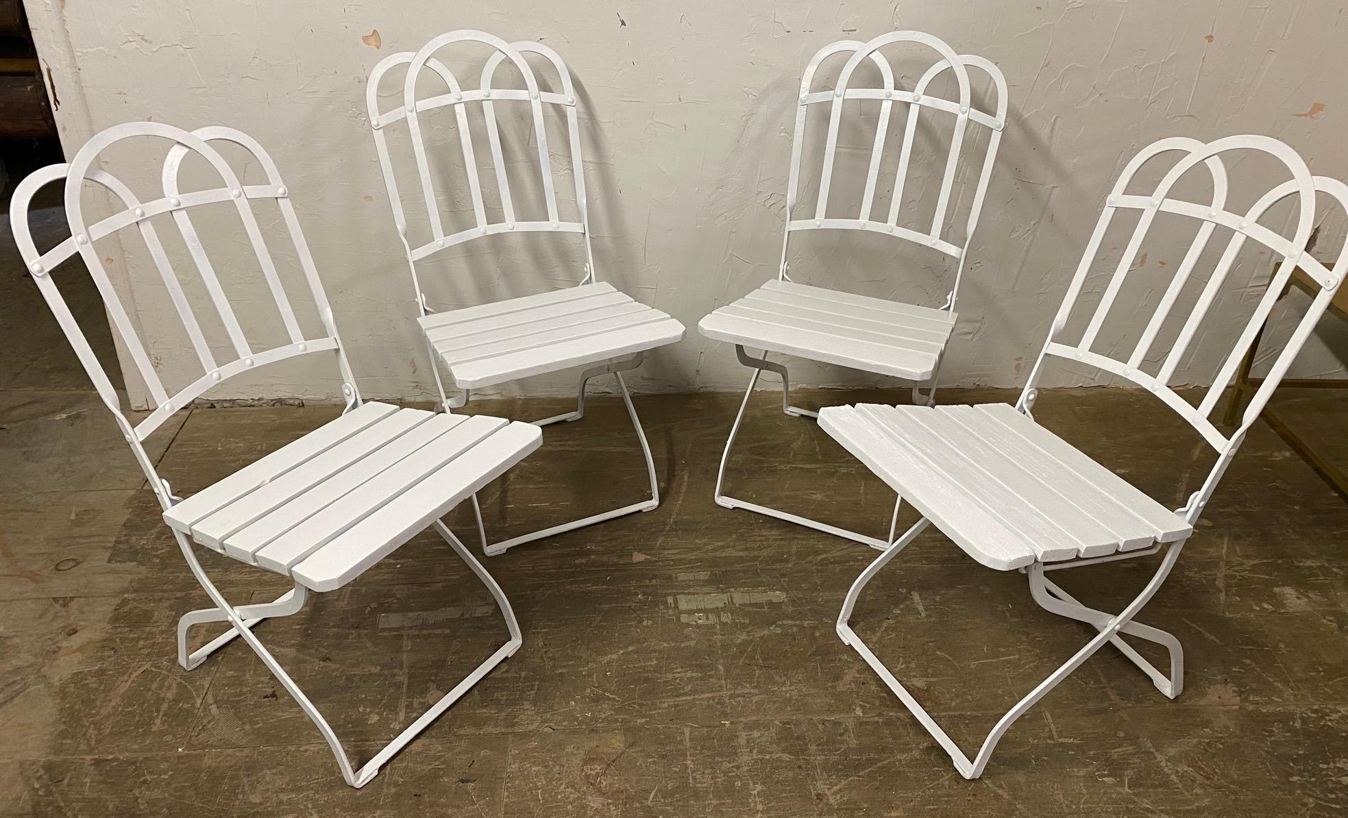 Painted Antique French Garden Folding Dining Chairs For Sale