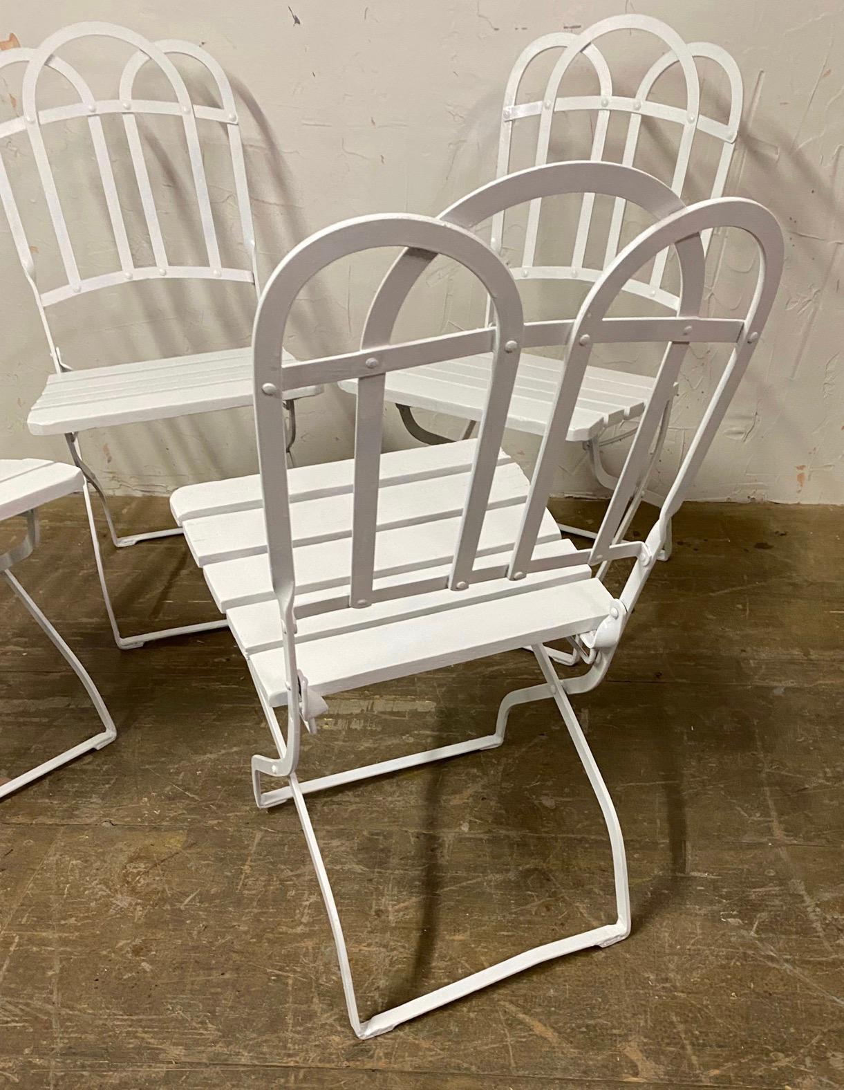 Antique French Garden Folding Dining Chairs In Good Condition For Sale In Sheffield, MA