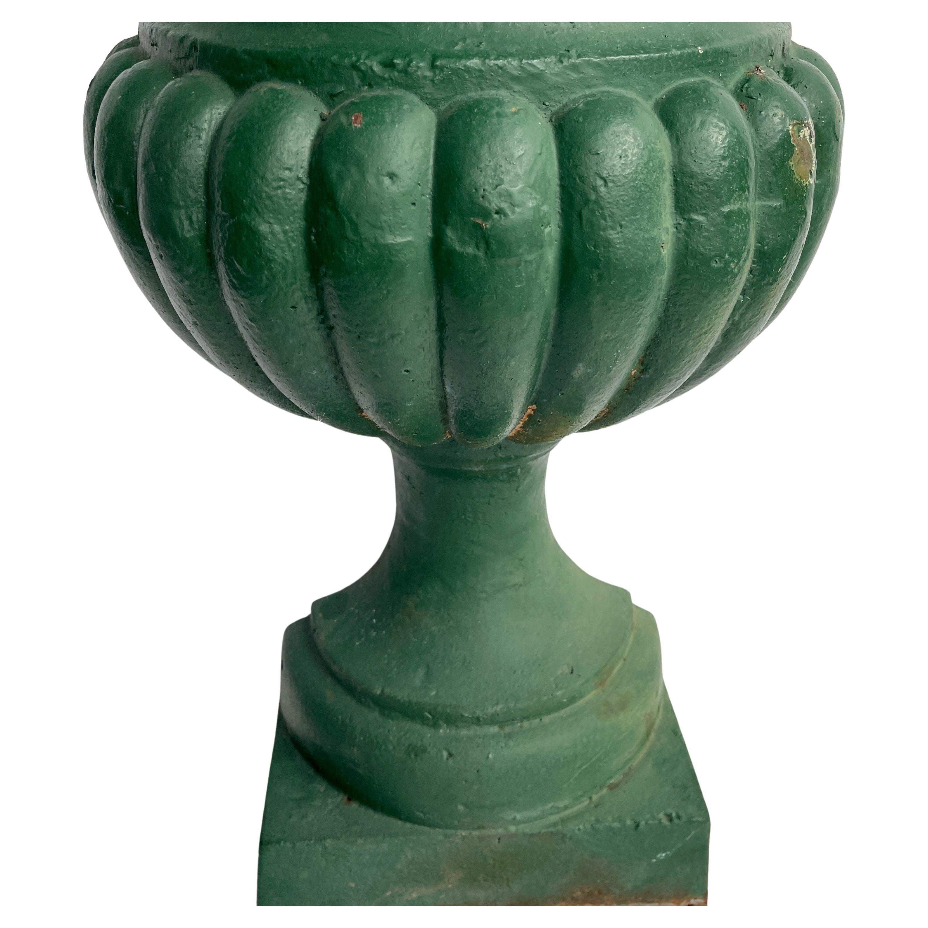 Antique French Garden Half Round Cast Iron Urn Planter  For Sale 3
