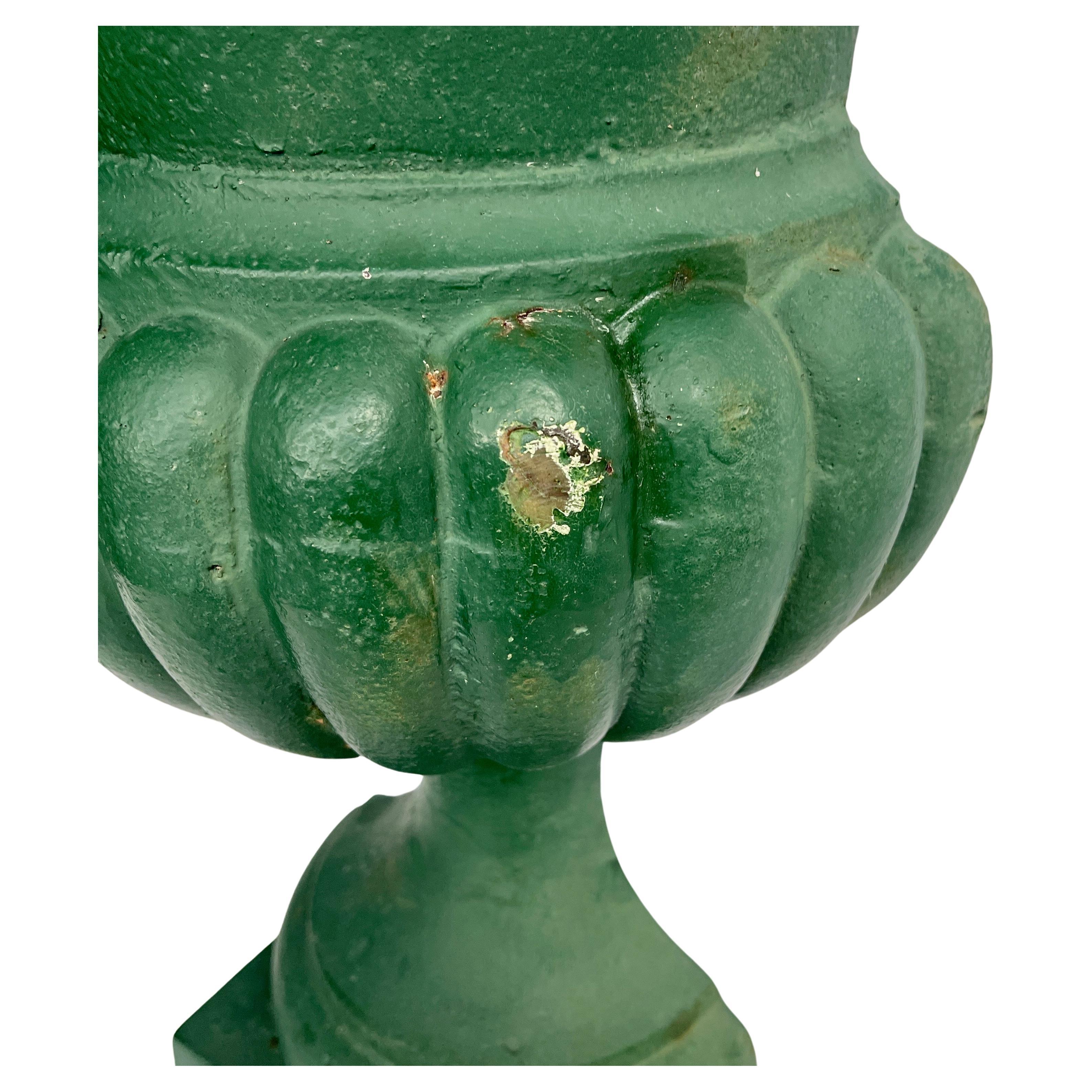 Antique French Garden Half Round Cast Iron Urn Planter  For Sale 5