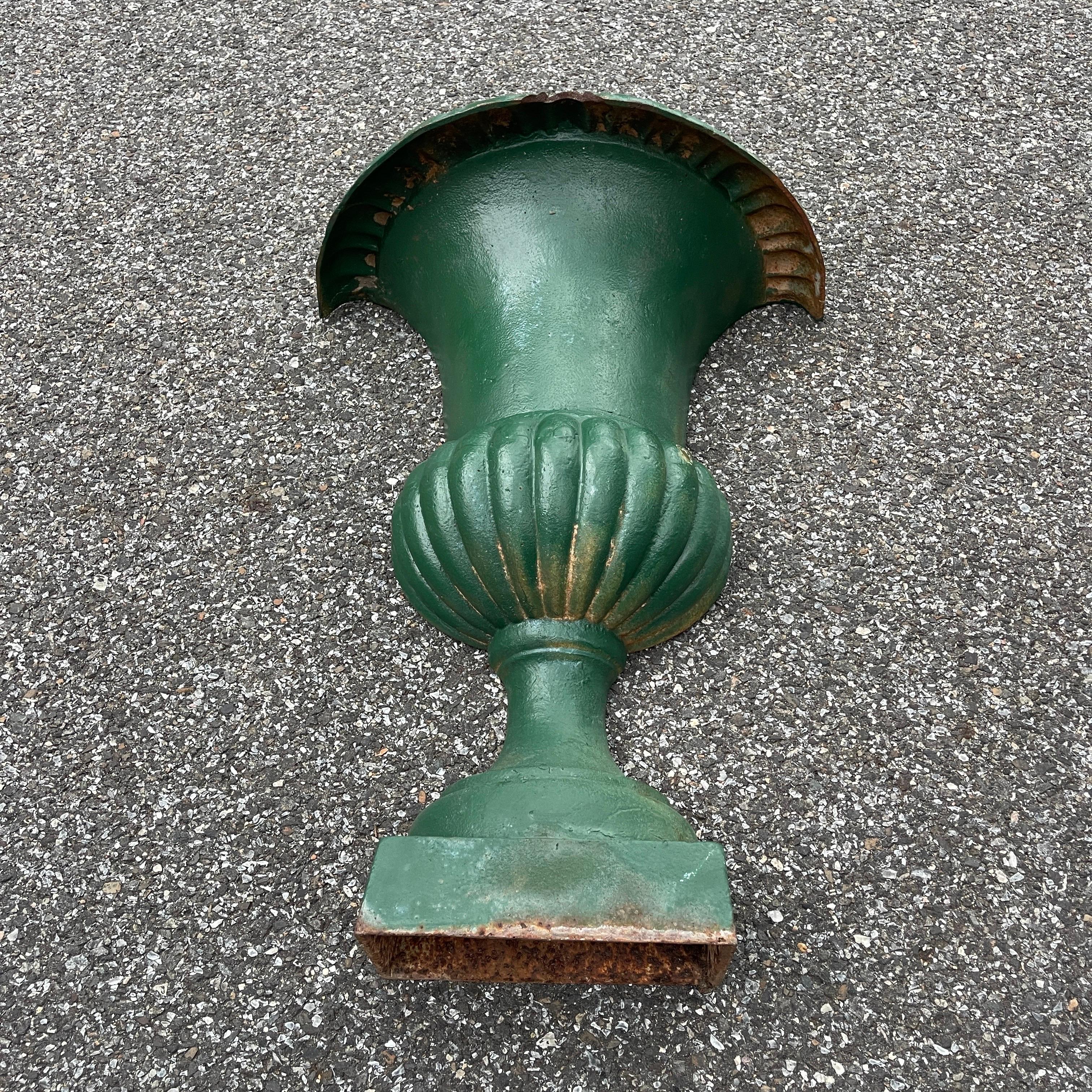 Antique French Garden Half Round Cast Iron Urn Planter 11