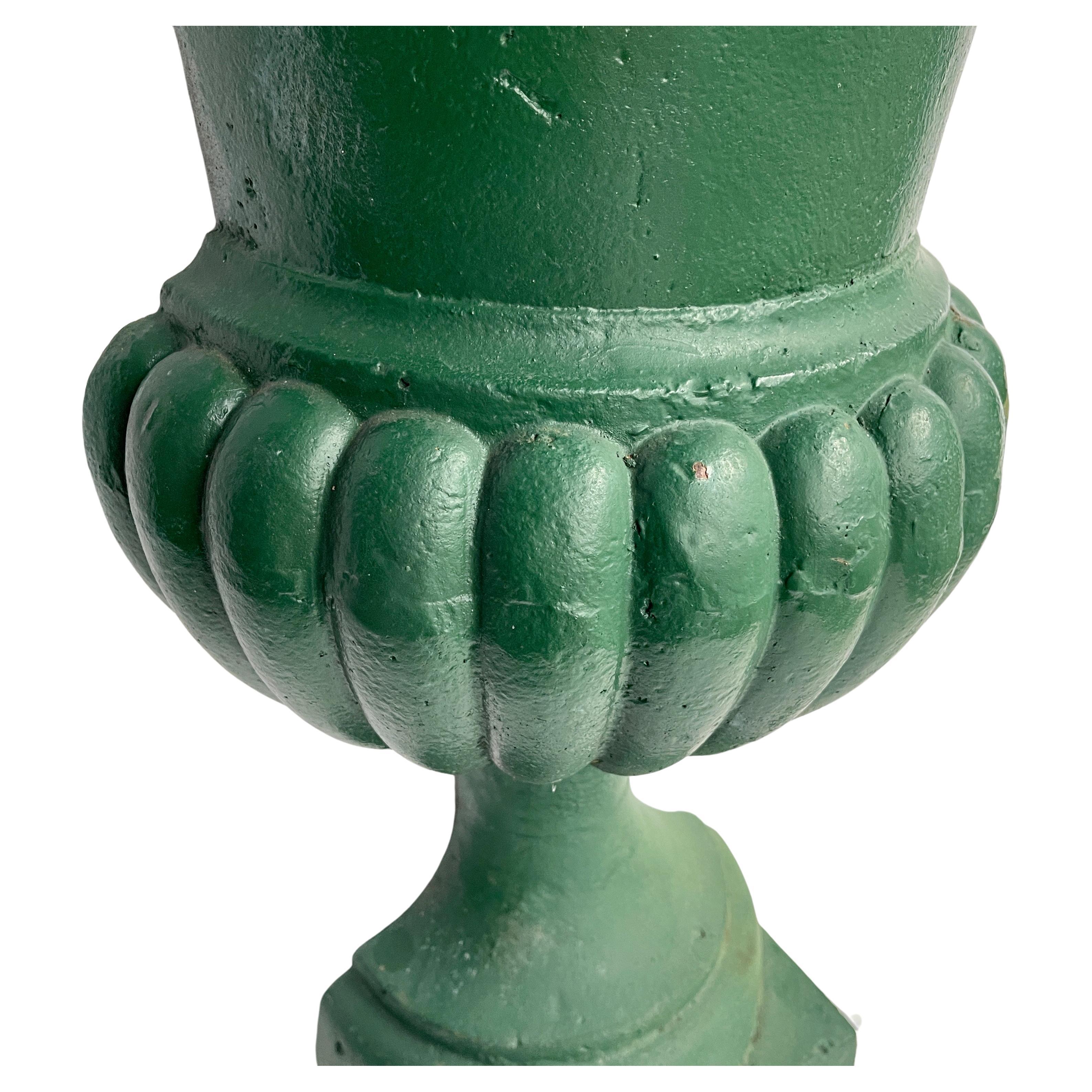 Antique French Garden Half Round Cast Iron Urn Planter  In Good Condition For Sale In Haddonfield, NJ