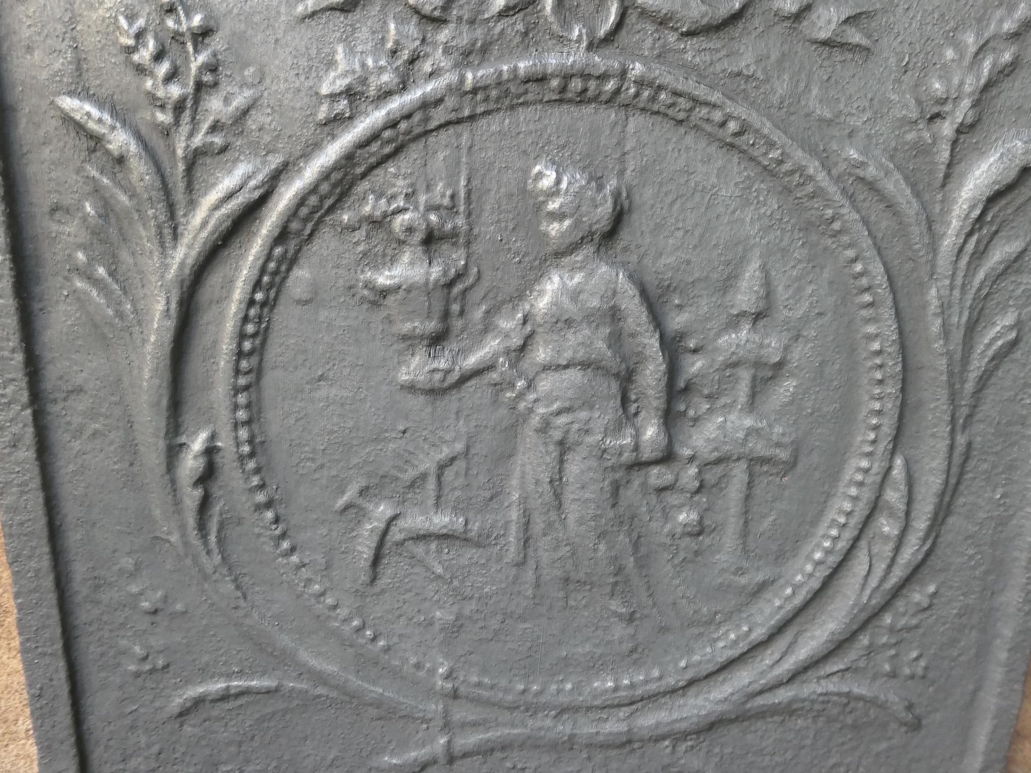 Fer Plaque de cheminée française ancienne / crédence arrière, 18e - 19e siècle en vente