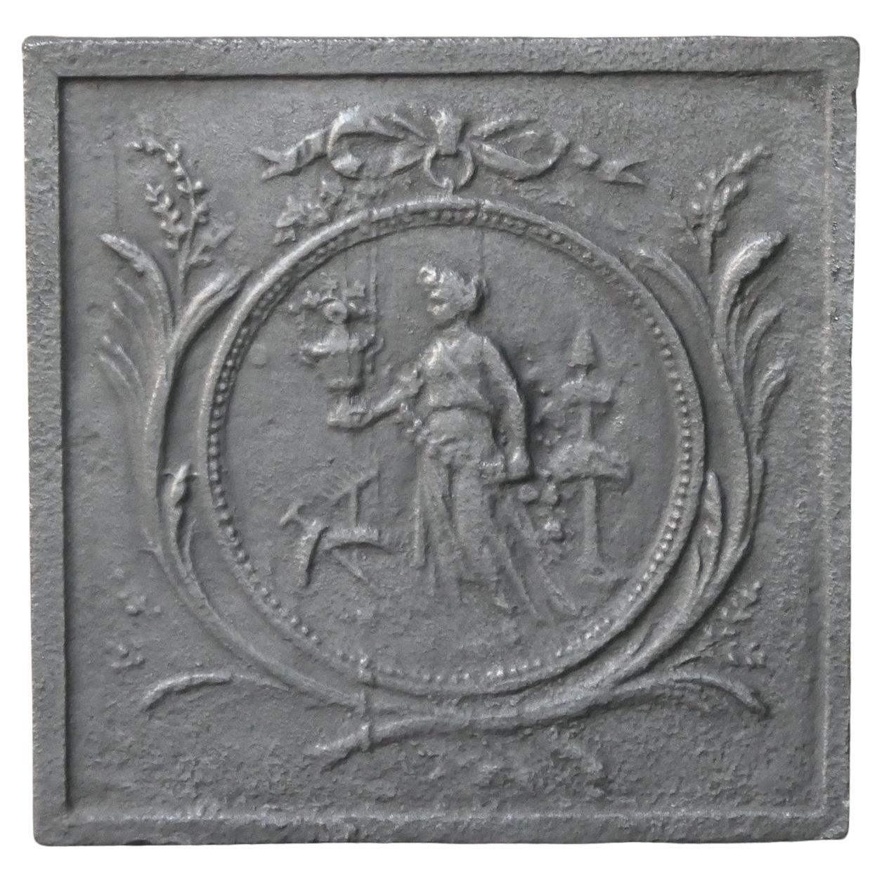 Antique French 'Gardening' Fireback / Backsplash, 18° - 19° secolo