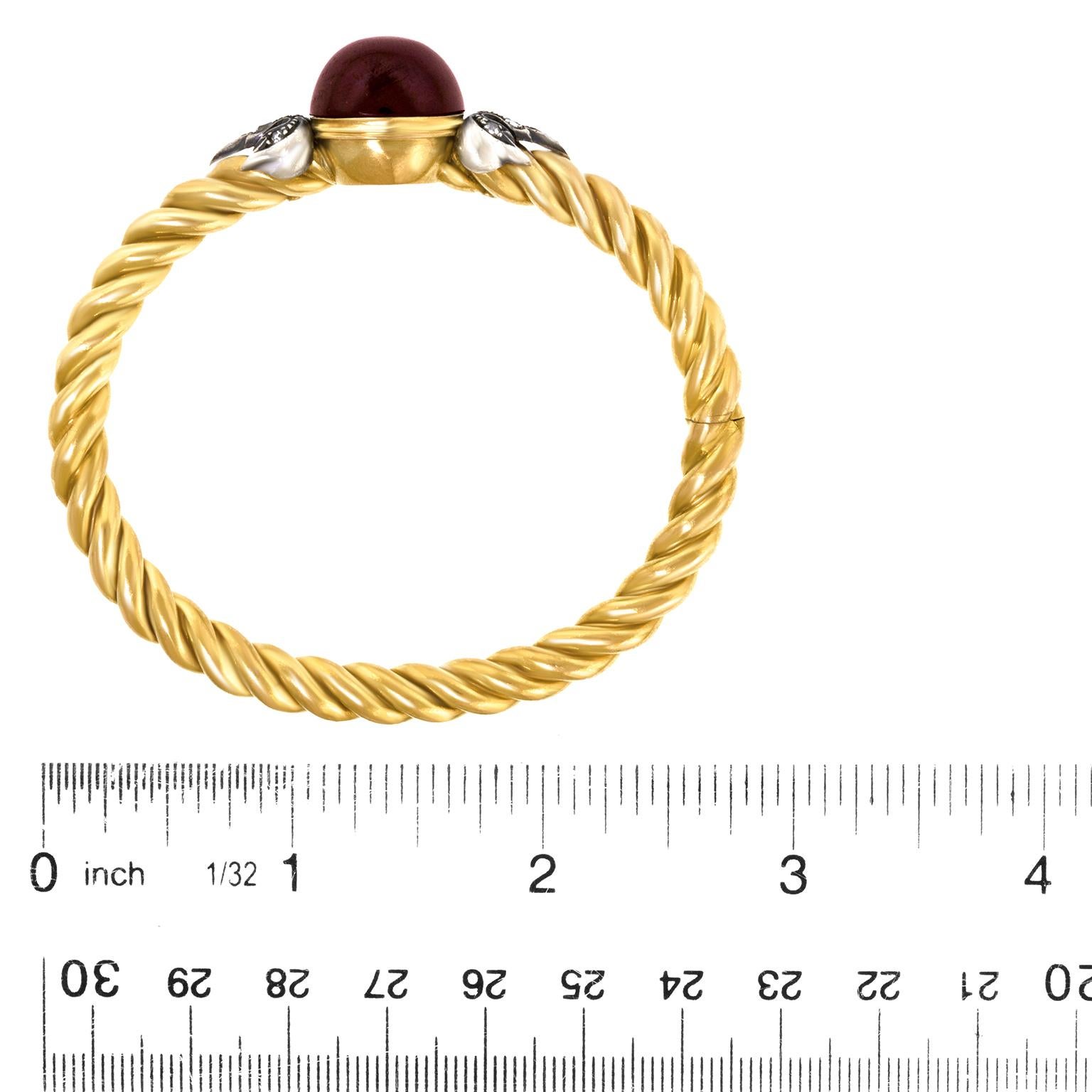 Bracelet jonc français ancien en grenat et diamants Pour femmes en vente