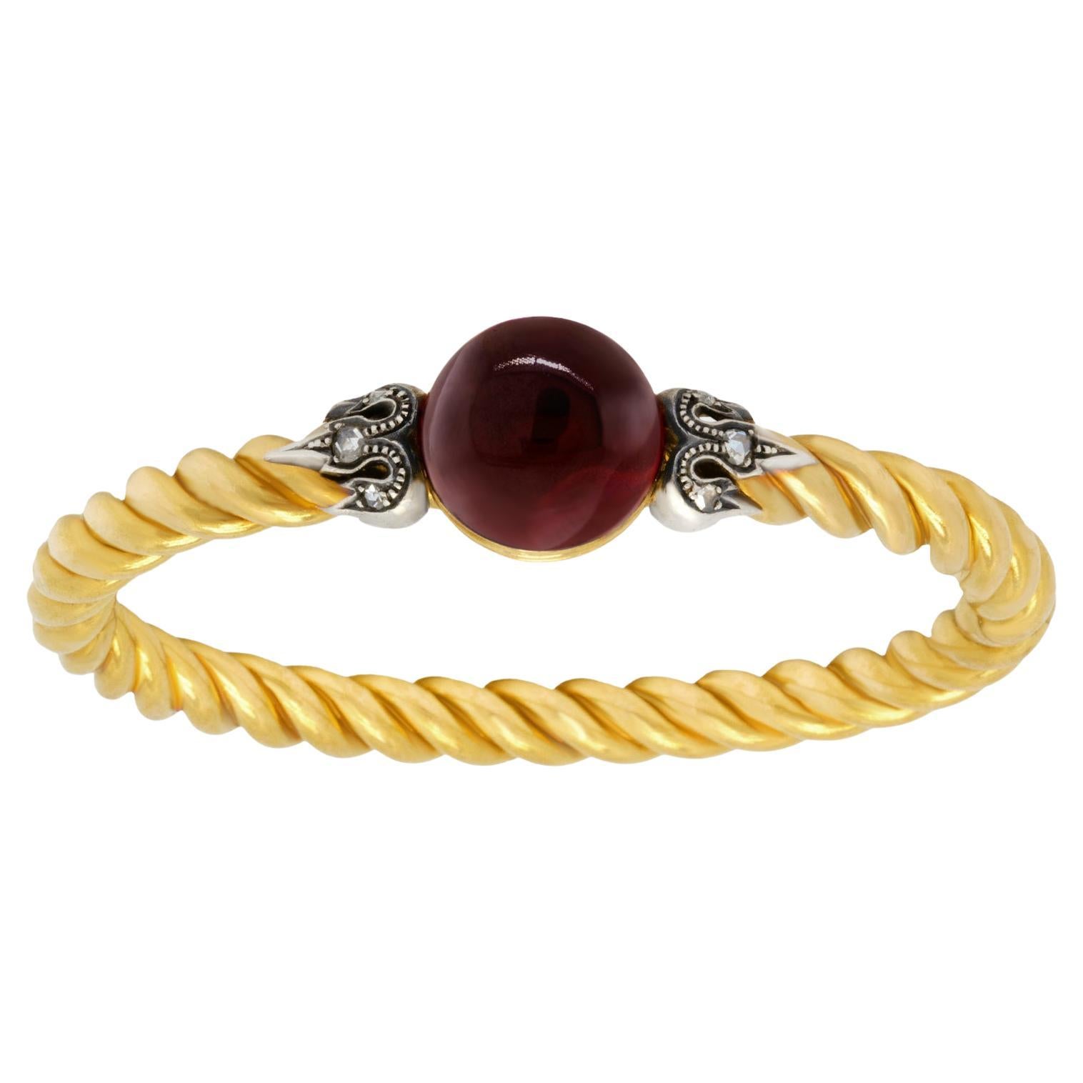 Antique French Garnet and Diamond Bangle For Sale