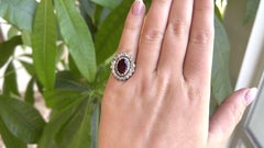 Antique French Garnet Diamond 18 Karat Gold Silver Cluster Ring