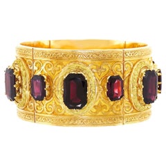 Antique French Garnet-Set Gold Bracelet