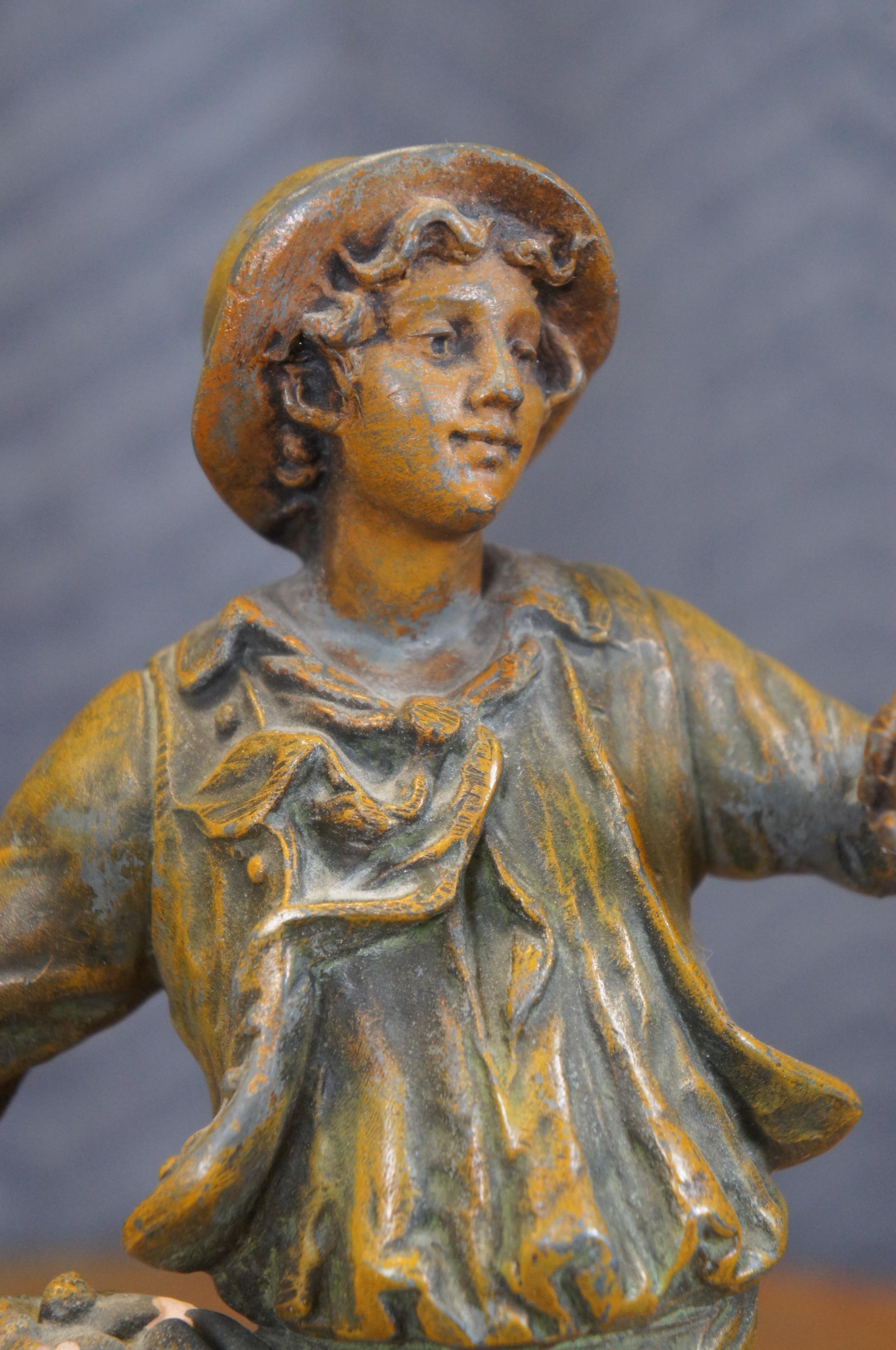 Antique French George Maxim La Bonne Recolte Figurina di spelta del buon raccolto da 13