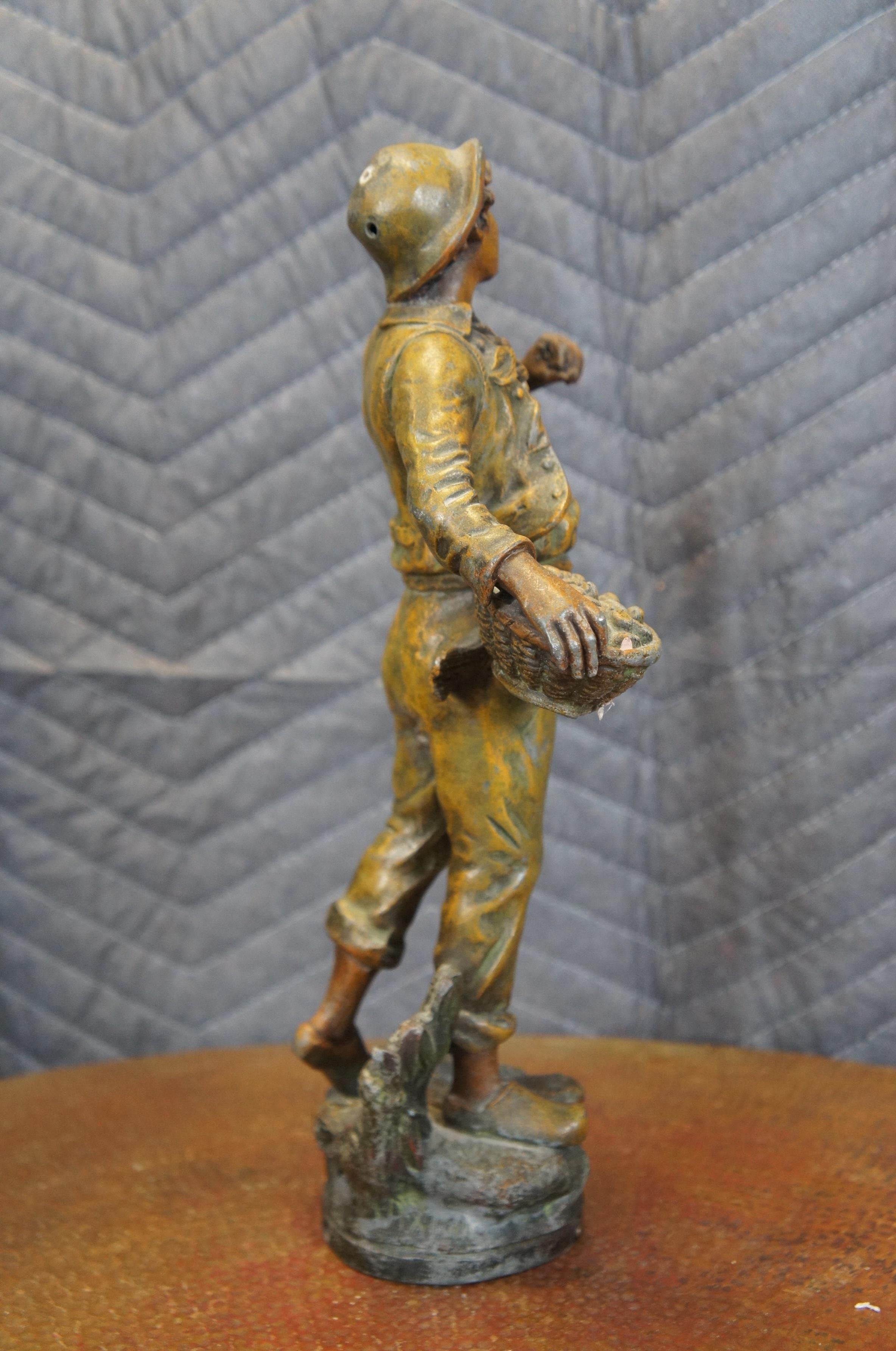 Antique French George Maxim La Bonne Recolte Figurina di spelta del buon raccolto da 13
