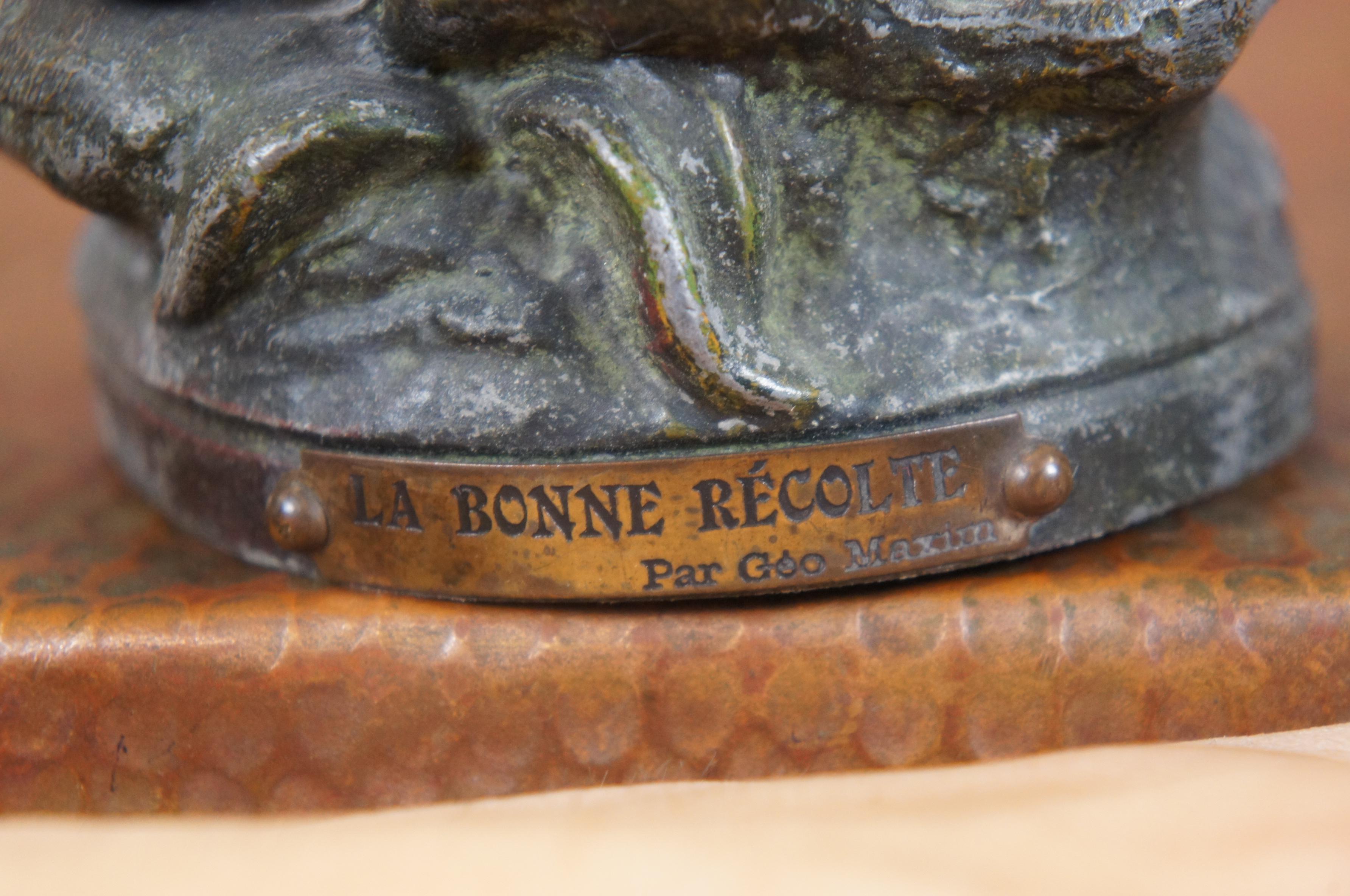 Antique French George Maxim La Bonne Recolte Figurina di spelta del buon raccolto da 13