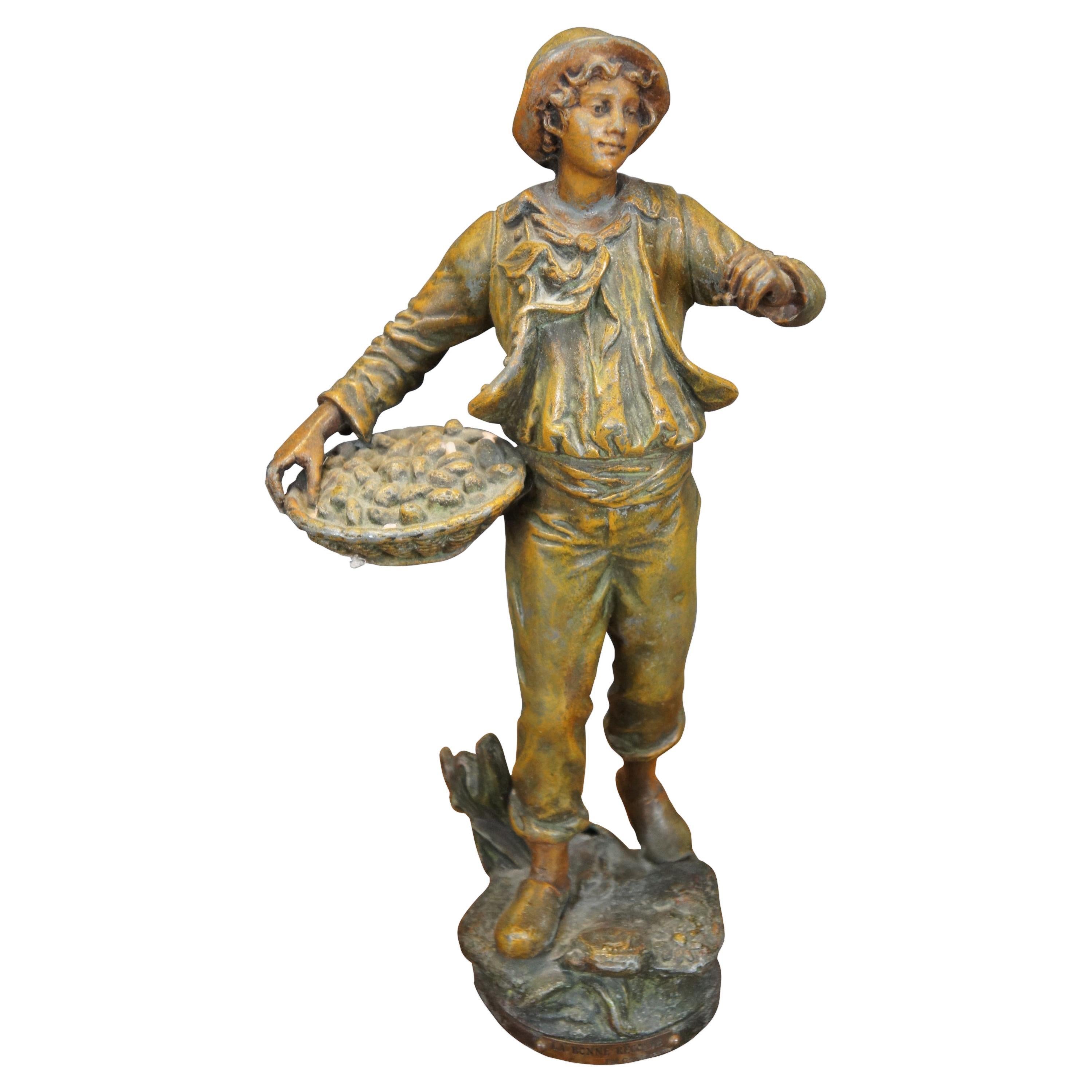 Statuetta/scultura in bronzo spelta dell'inizio del XX secolo intitolata 