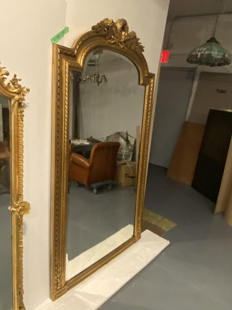 Antique French Gesso & Gilt Tall Wood Beveled Over Mantel Mirror 4