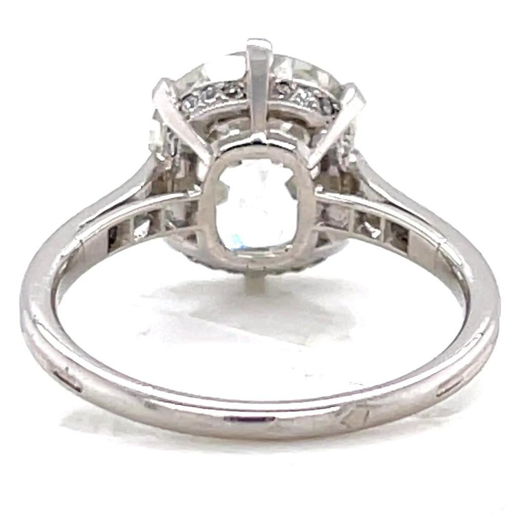 Women's or Men's Antique French GIA 4.02 Carat Antique Cushion Diamond Platinum Engagement Ring