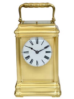 Antique French Giant Gilt Striking and Repeating Carriage Clock by Drocourt