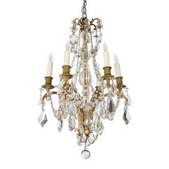 Antique French Gilded Bronze and Crystal Chandelier